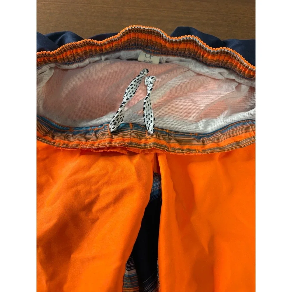 Op Swim Trunks Kids‎ XL 14-16 Orange Blue Striped Excellent Cargo Pocket Shorts